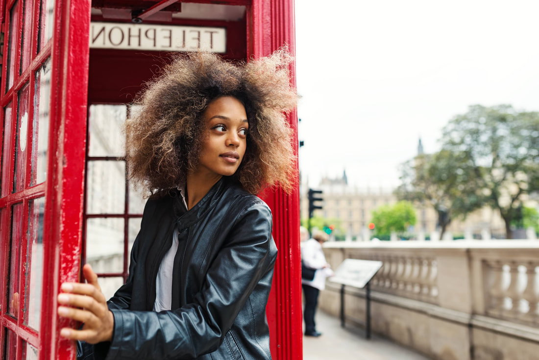 woman in a london phone booth